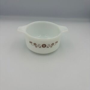 Pyrorey Brown Floral Milk Glass Small Round Casserole Dish